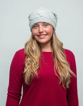 Thick Cable Hem Beanie in Platinum