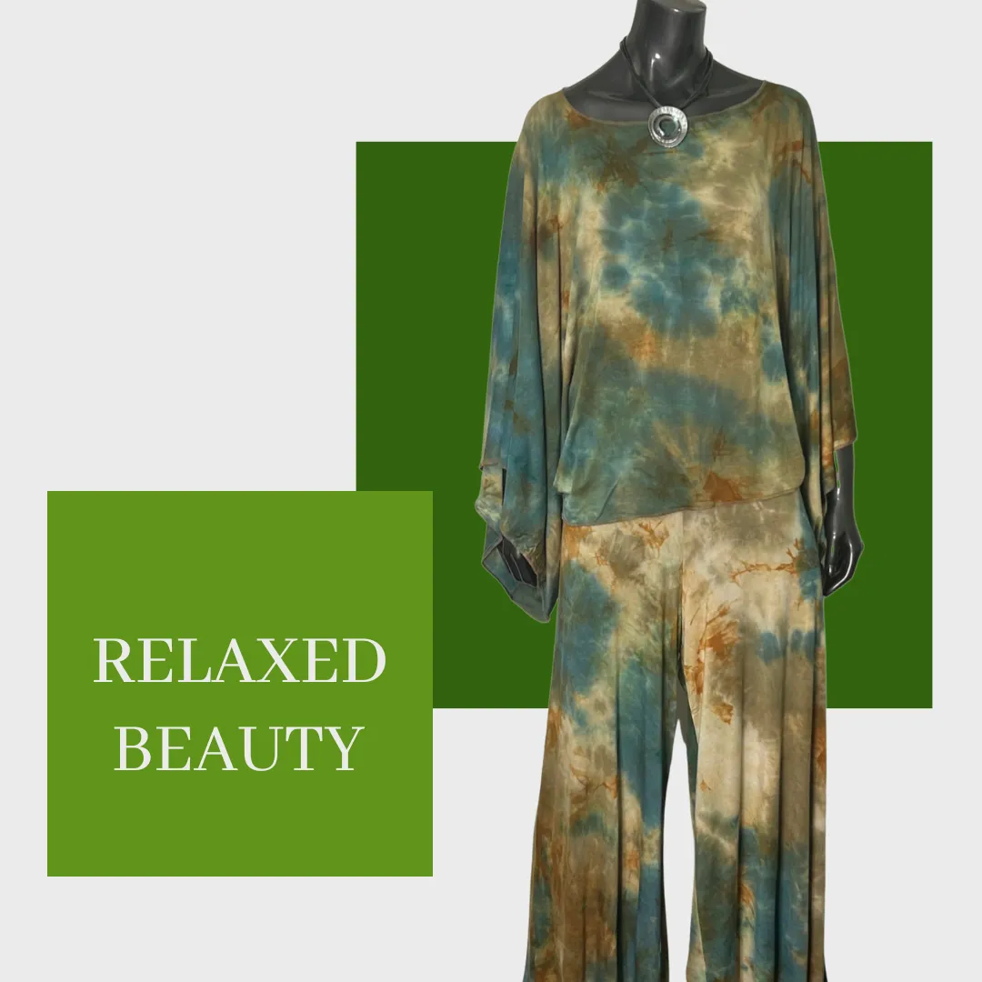 Tillie Tie Dye Loose Gaucho Pants - Saguaro