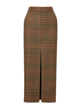 Veronica Beard Maxine Plaid Maxi Skirt in Camel/Black