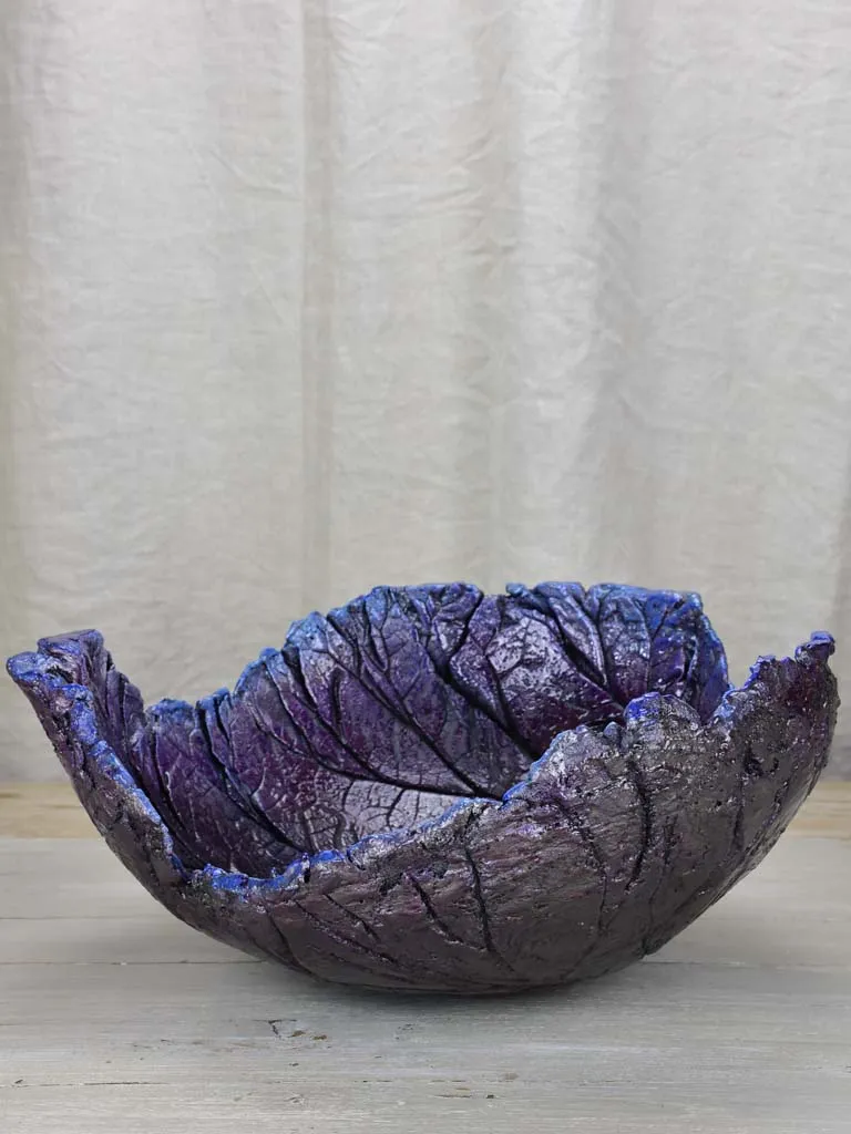 Very large artisan made leaf bowl
