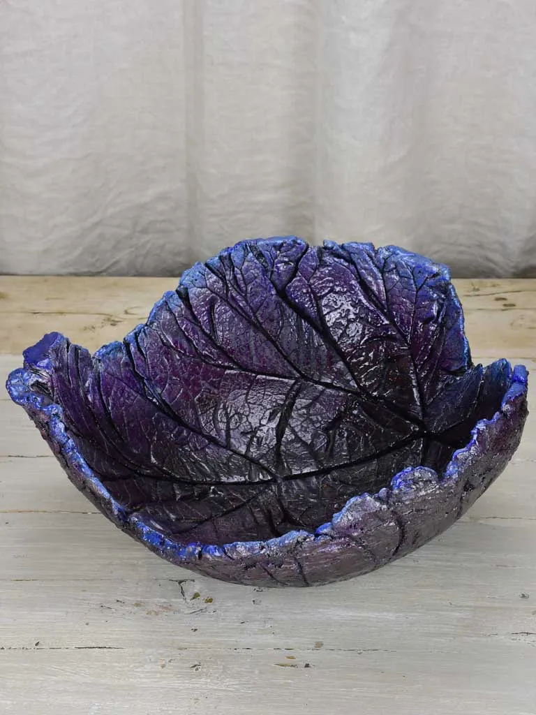 Very large artisan made leaf bowl
