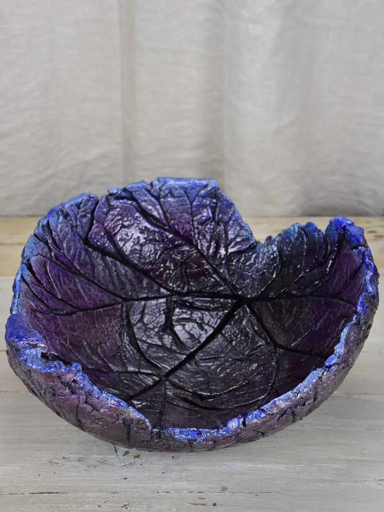 Very large artisan made leaf bowl