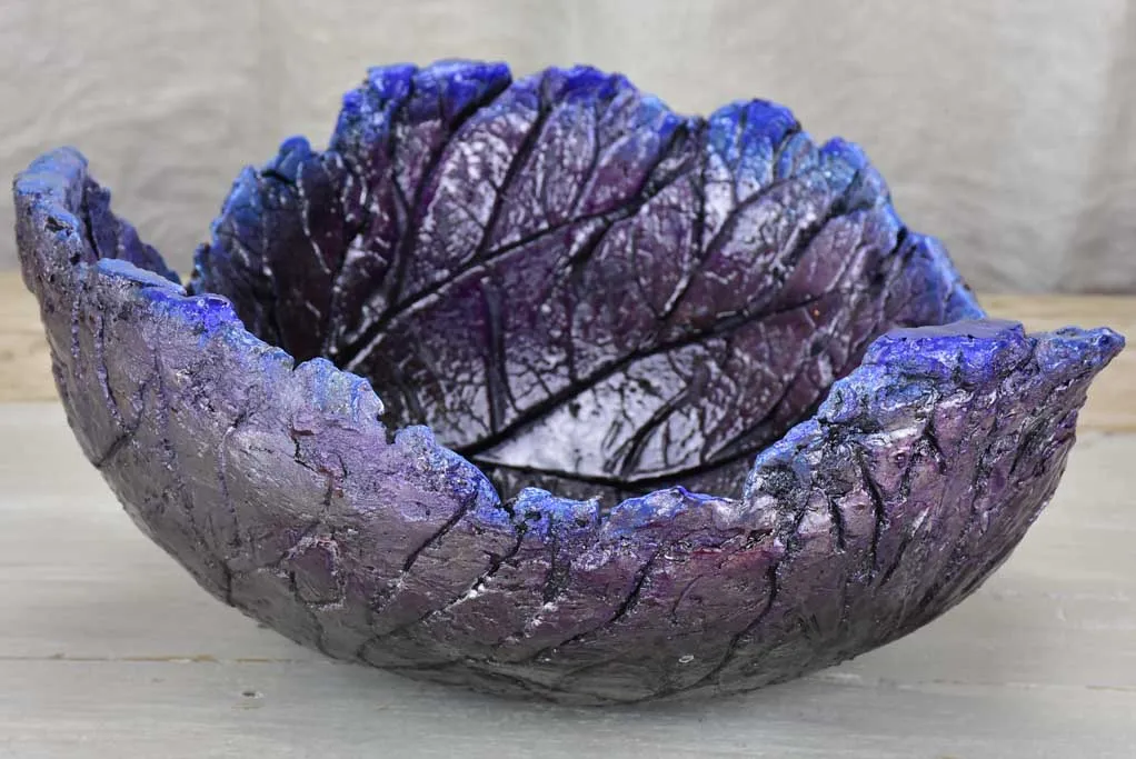Very large artisan made leaf bowl