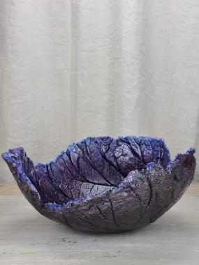 Very large artisan made leaf bowl