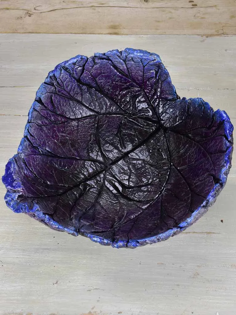 Very large artisan made leaf bowl