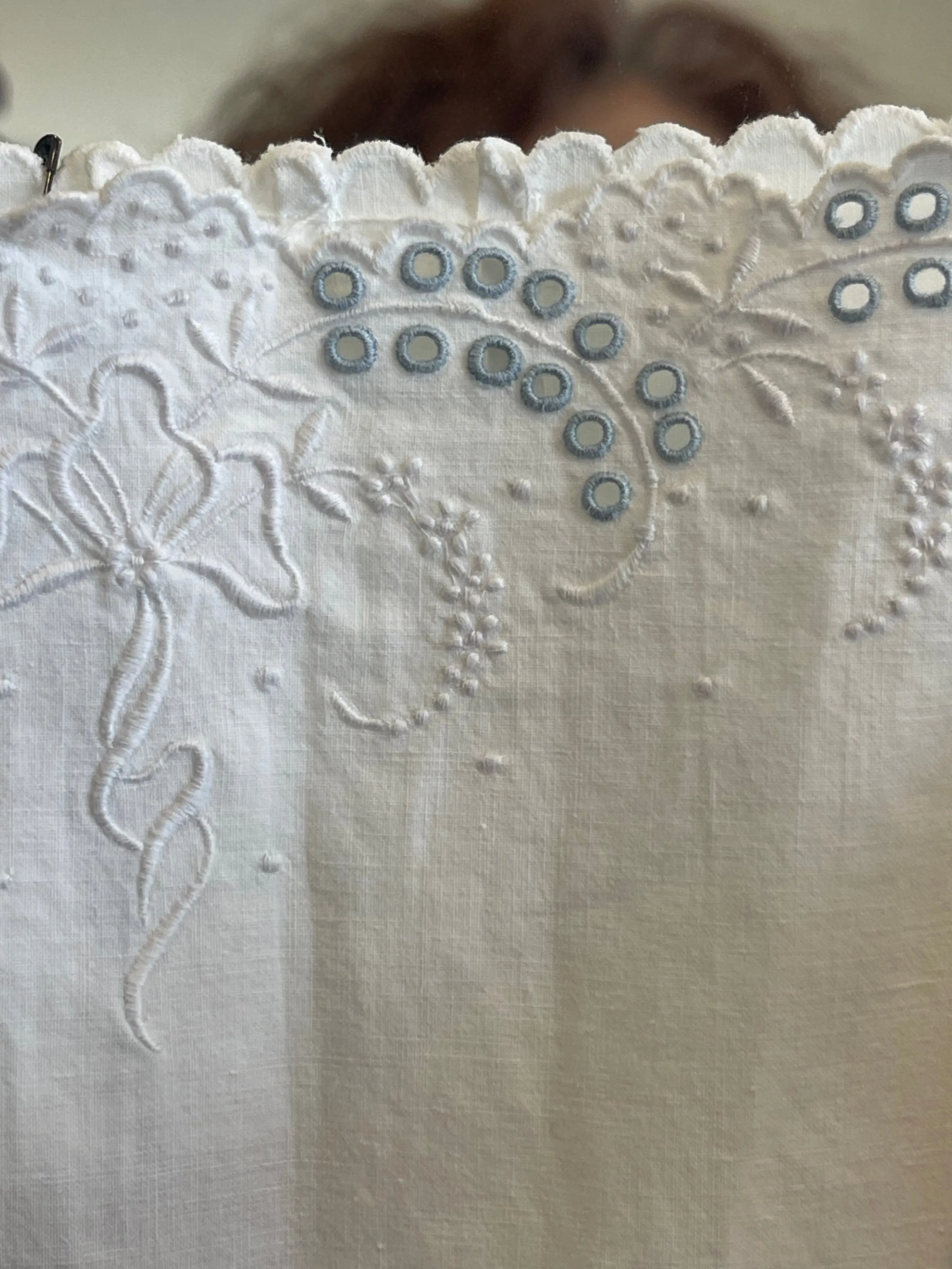 Vintage French Linen Slip - Forget - me - Not