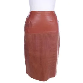 Vintage Leather  Skirt Tan St. Gillian 1980S Textured Lambskin  6