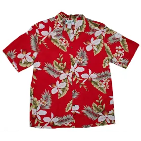 White Orchid Floral Print Shirt | Red