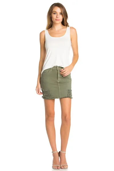 Women Denim Mini Pencil Skirt