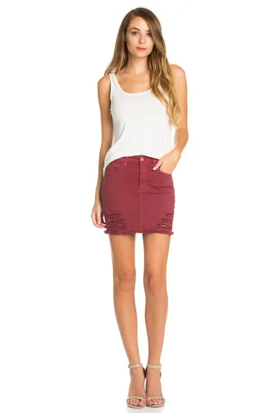 Women Denim Mini Pencil Skirt