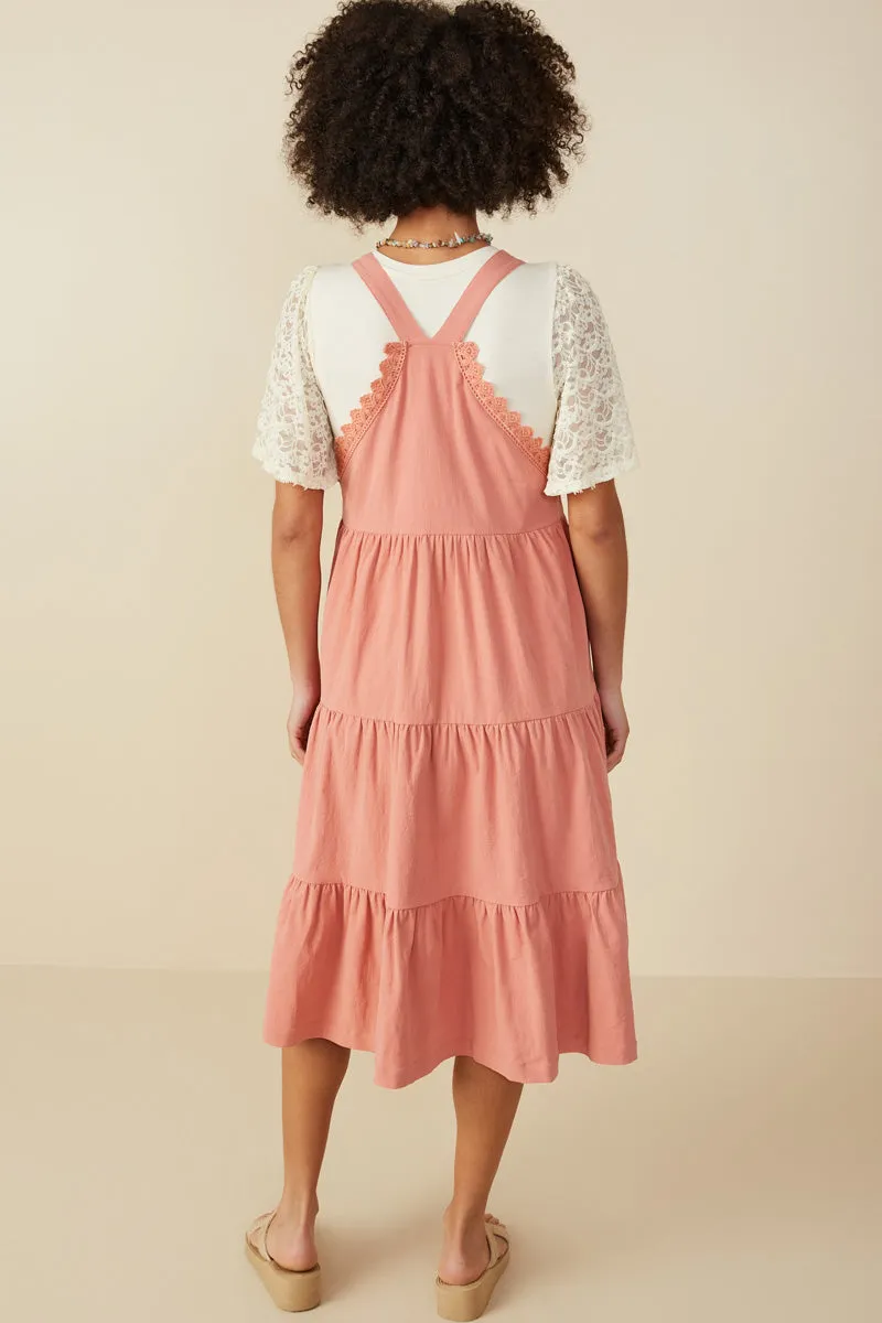Womens Crochet Lace Detailed Overall Dress