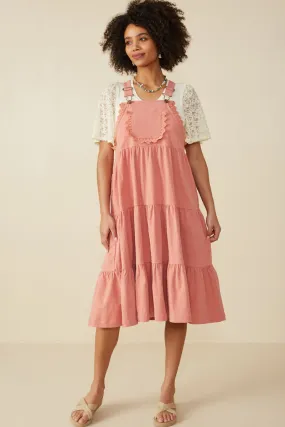 Womens Crochet Lace Detailed Overall Dress