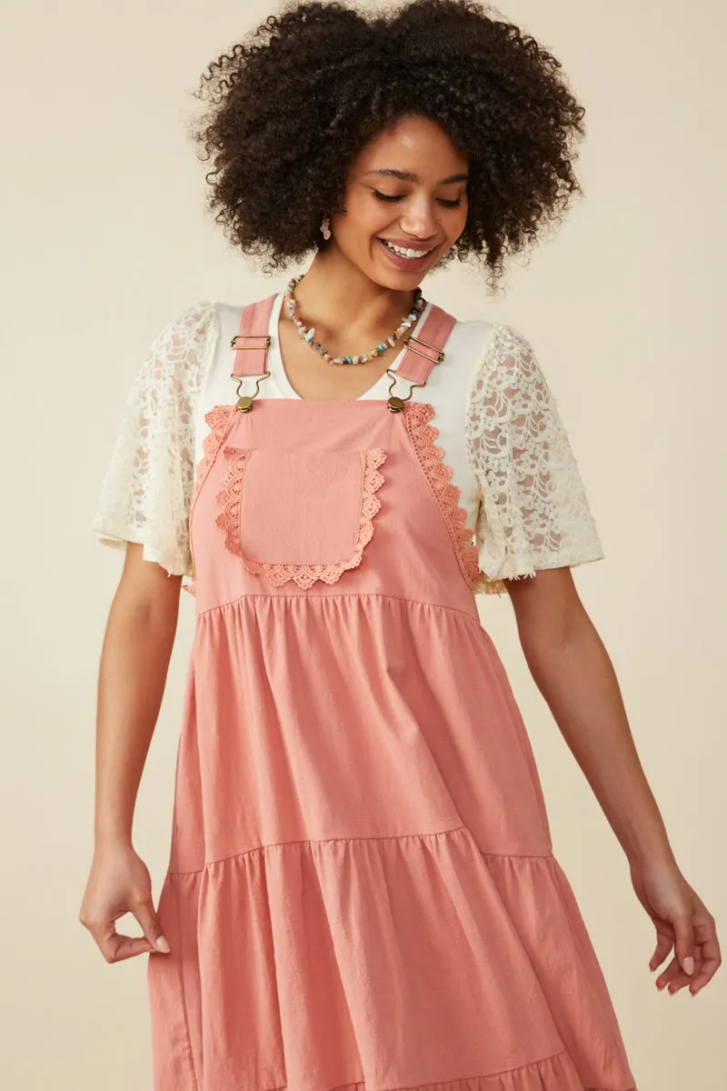 Womens Crochet Lace Detailed Overall Dress