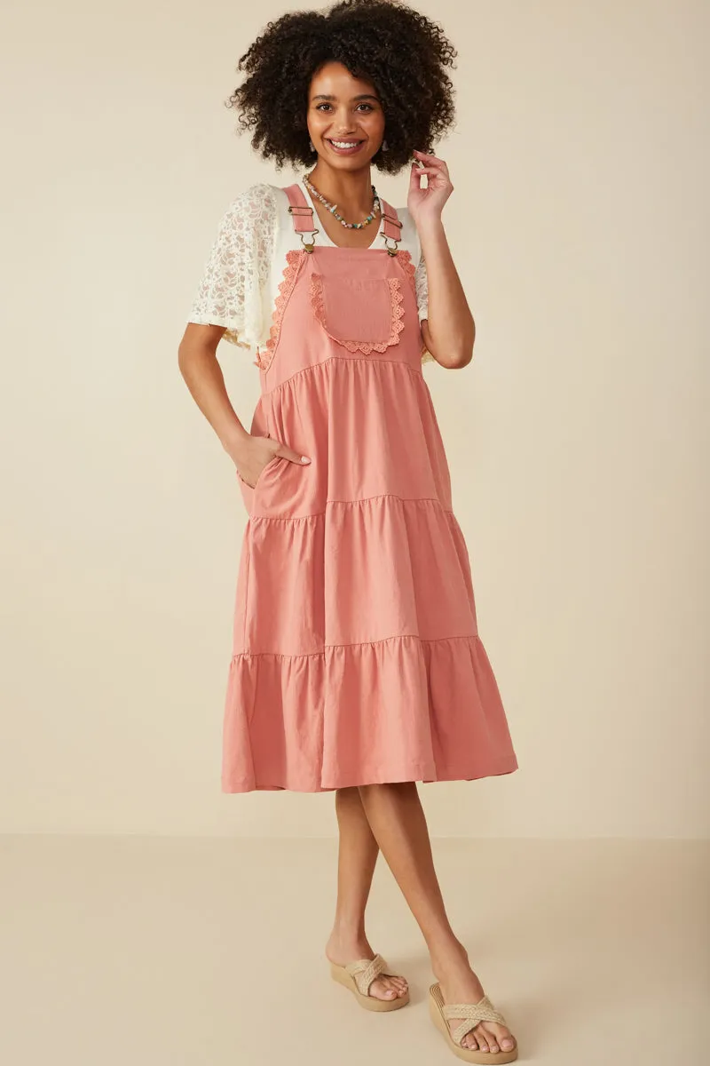 Womens Crochet Lace Detailed Overall Dress